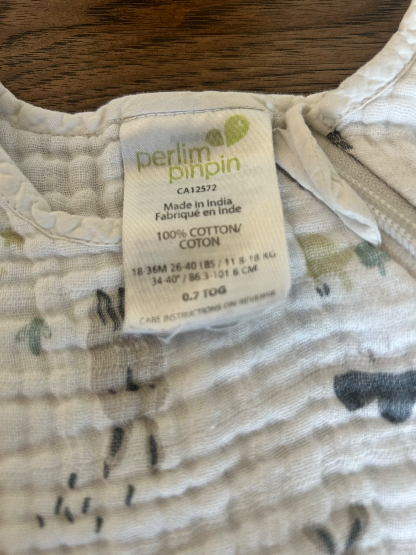 Perlimpinpin Cotton Muslin Sleep Sack (18-36 months) 0.7 TOG (MSRP $42), 18-24 Months (Extra Large)