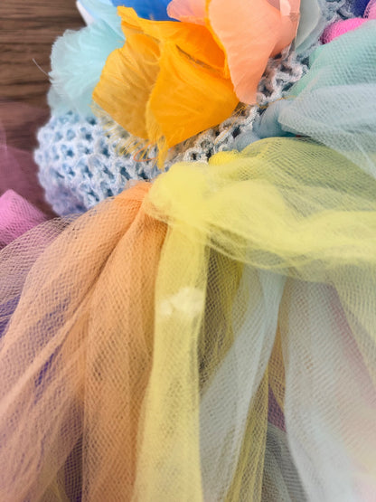 Tutu Dreams - Sz S - Tulle Rainbow Flower Dress (Age 1-2), Kids 24 Month (18-24M)