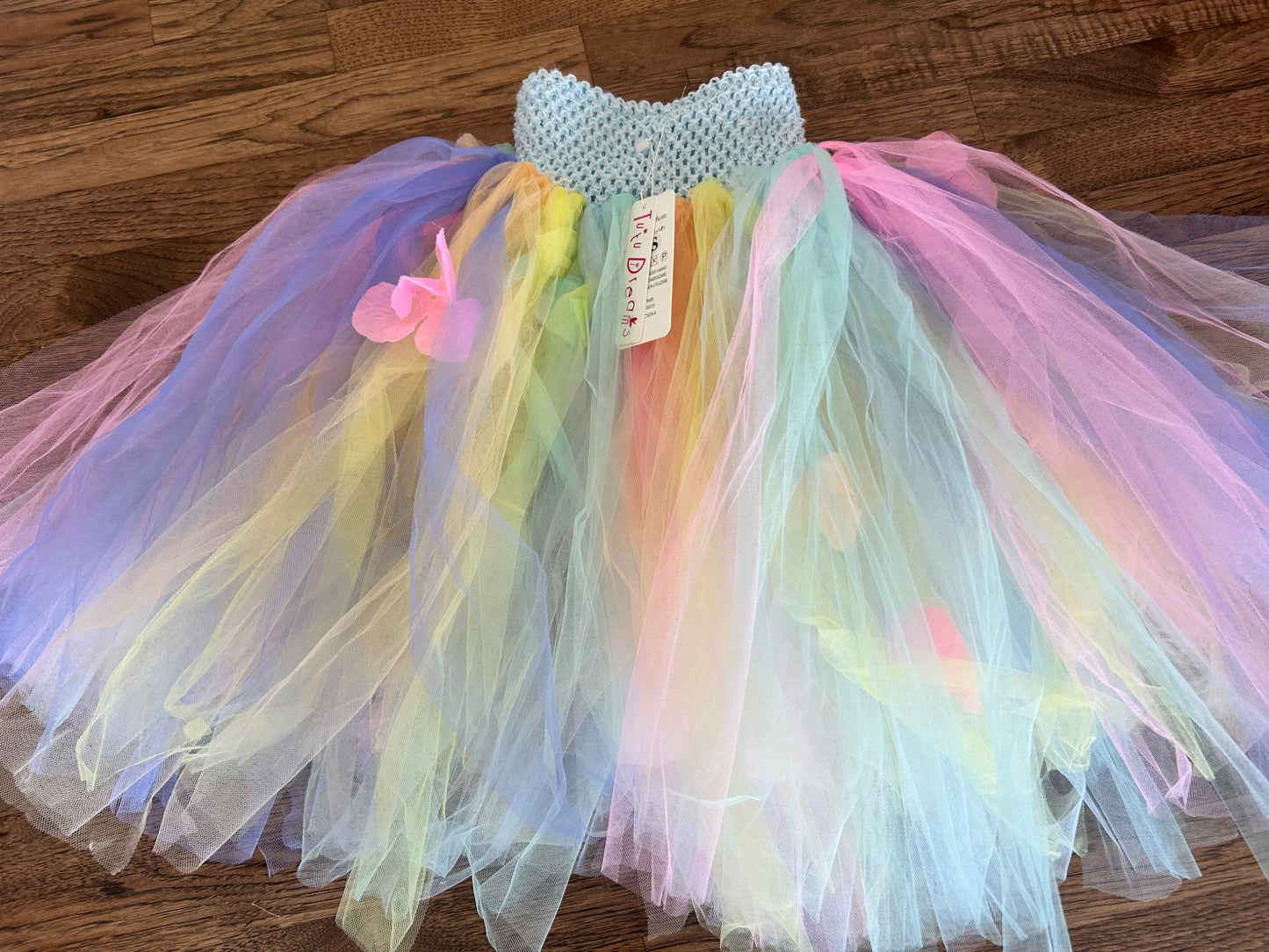 Tutu Dreams - Sz S - Tulle Rainbow Flower Dress (Age 1-2), Kids 24 Month (18-24M)