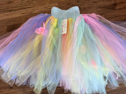 Tutu Dreams - Sz S - Tulle Rainbow Flower Dress (Age 1-2), Kids 24 Month (18-24M)