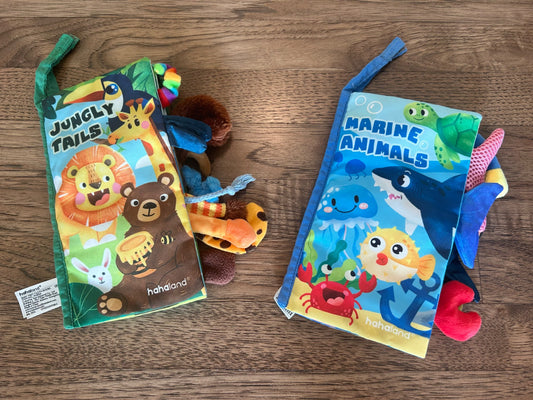 2 x Touch and Feel Crinkle Cloth Soft Book for Babies