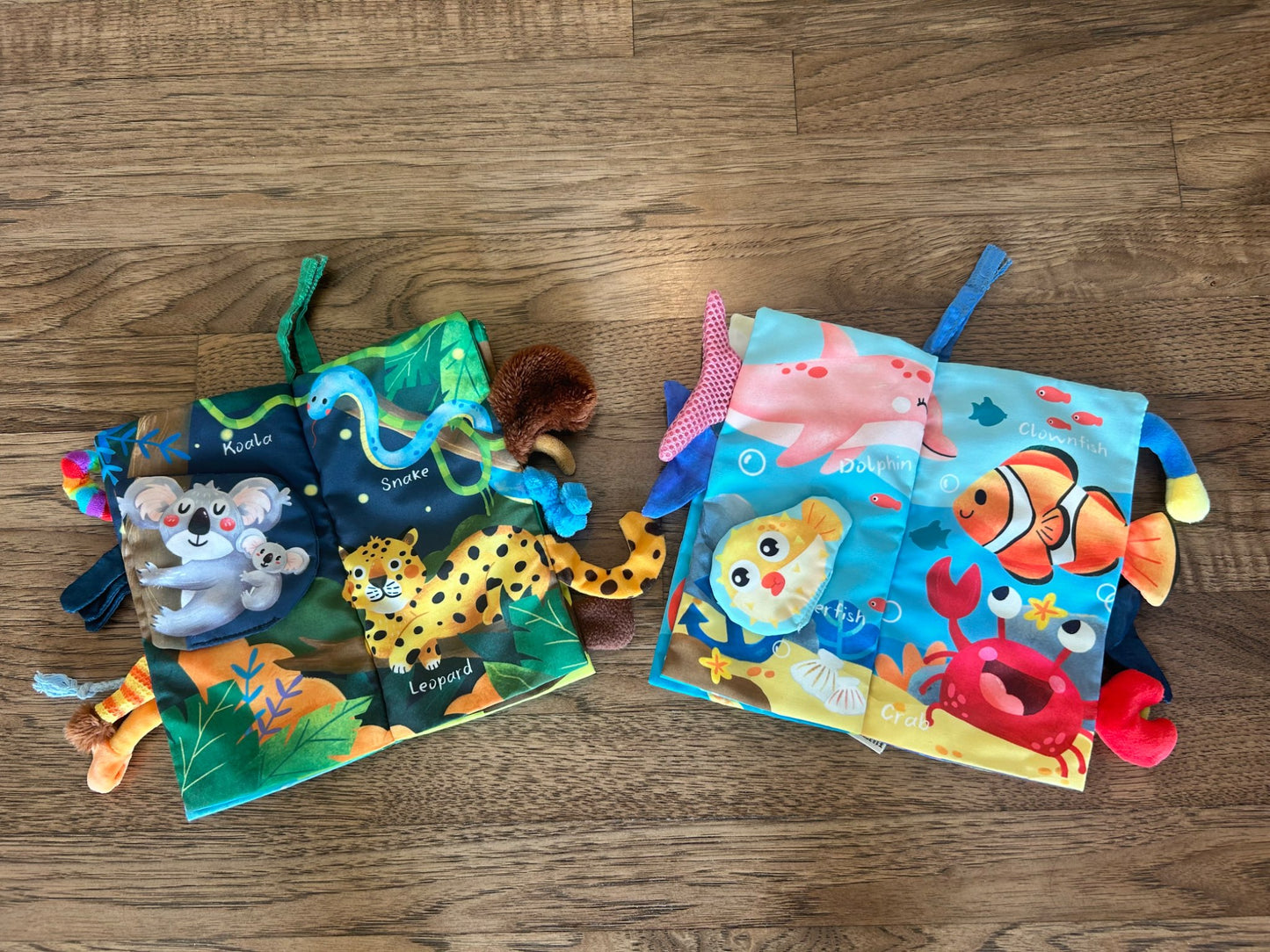 2 x Touch and Feel Crinkle Cloth Soft Book for Babies