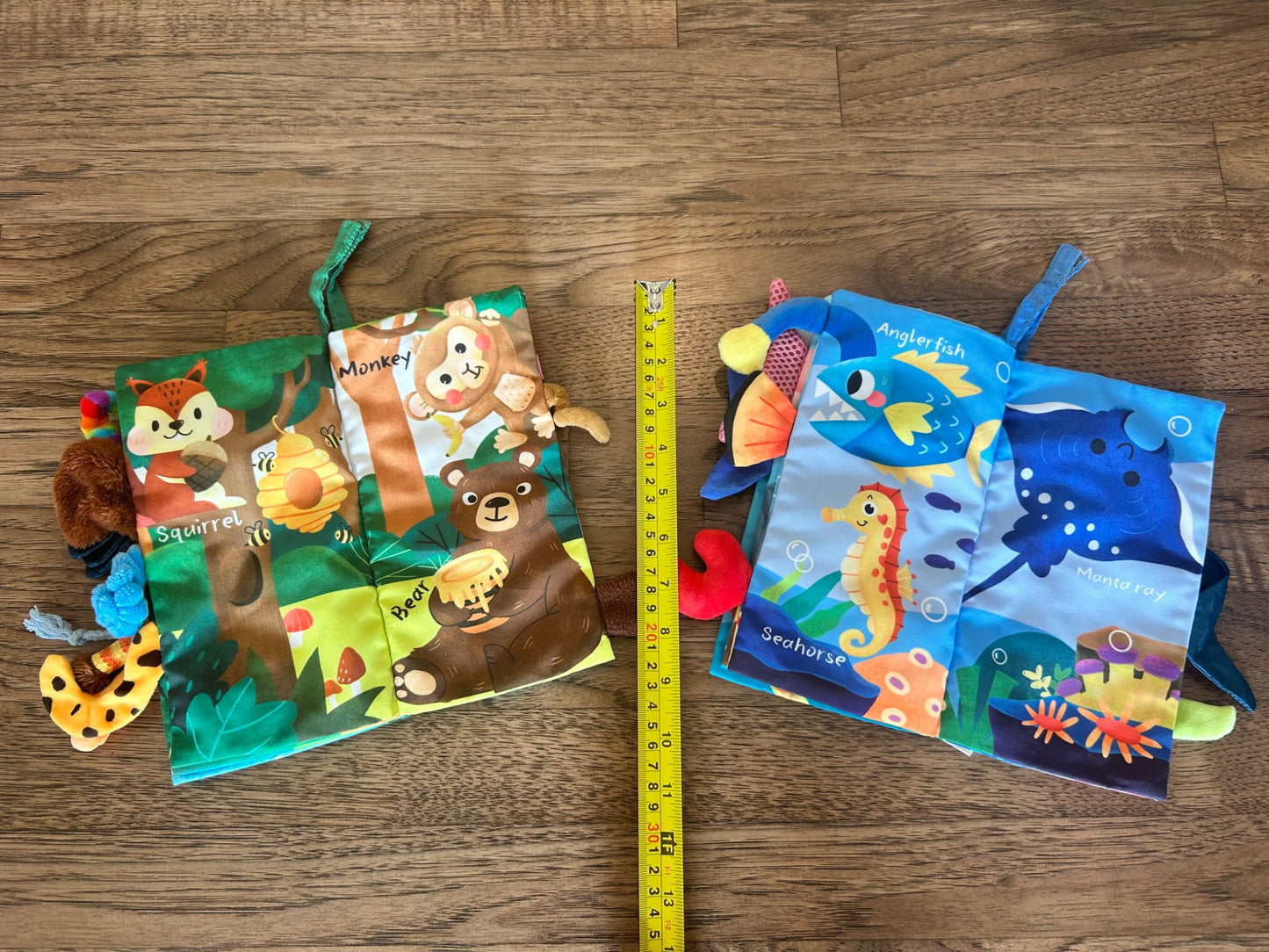 2 x Touch and Feel Crinkle Cloth Soft Book for Babies