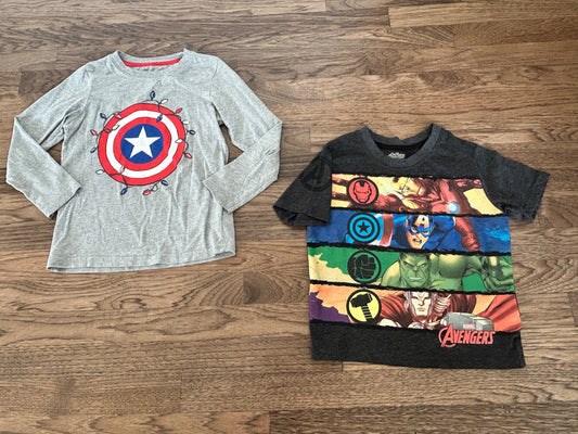 2 x Marvel Shirts - Size 6, Kids 6/6X (extra small)