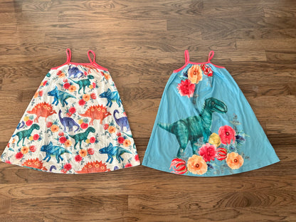 2 dinosaur dresses - Size 4/5, Kids 4/4T