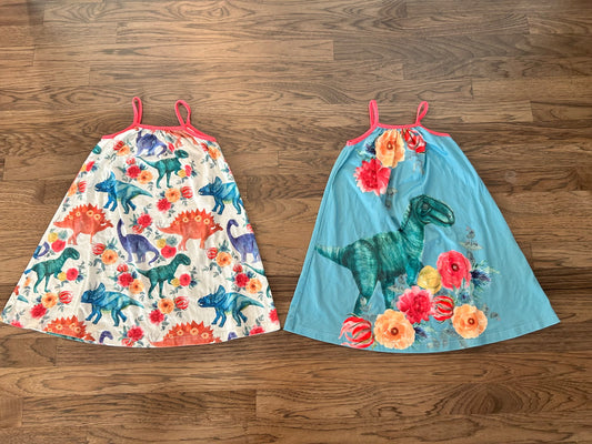 2 dinosaur dresses - Size 4/5, Kids 4/4T