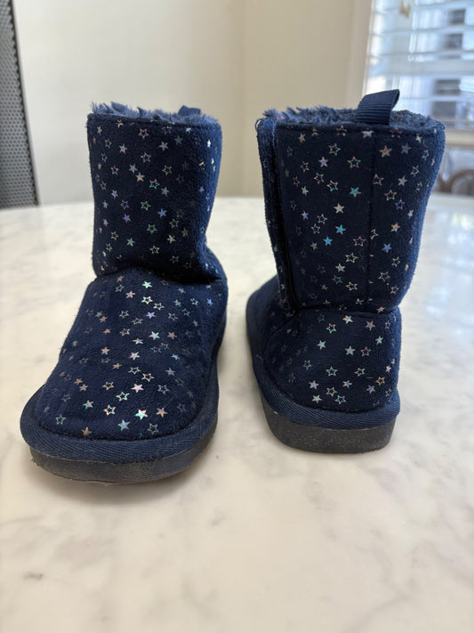 Navy Shiny Star Suede Boots, Shoes 10 (Toddler:2-4yr)