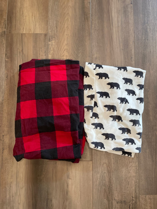Flannel crib sheet and soft change pad cover
