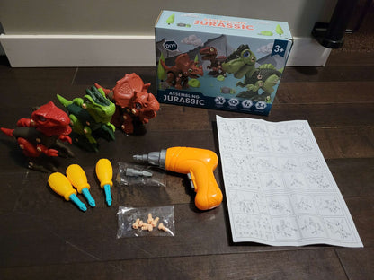 Assembling Jurassic Dinasour building toy