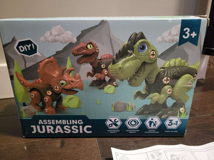 Assembling Jurassic Dinasour building toy