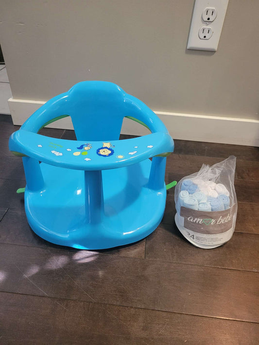 Baby bath seat and wash clothes