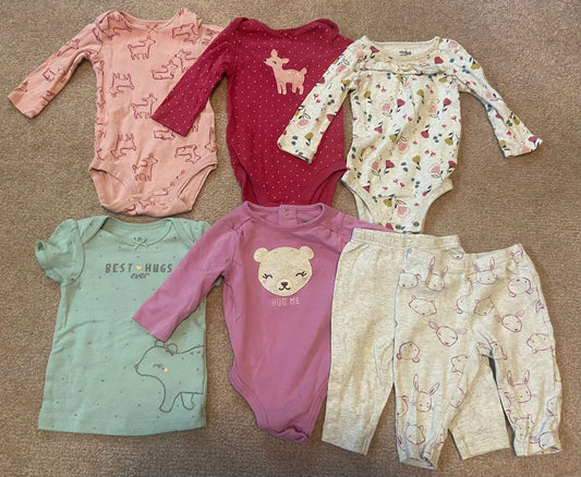 3-6 month 7-pack, Onesies & Pants, Child of Mine, Animals & Flower, Kids 6 Month (3-6M)