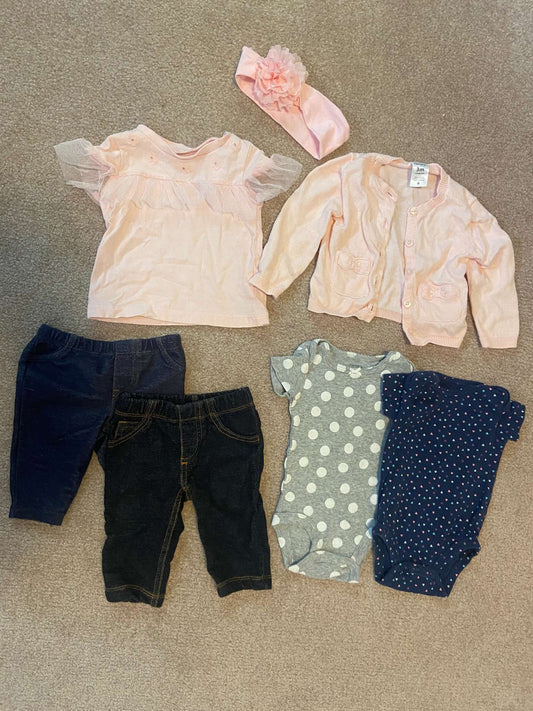 3-Month 7-Pack, Pants & Onesies & Matching Shirt/Sweater/Headband, Kids 3 Month (0-3M)