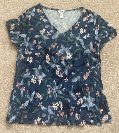 Blue Flower Pregnancy/Maternity/Breastfeeding/Nursing Blouse, Maternity M (8-10)