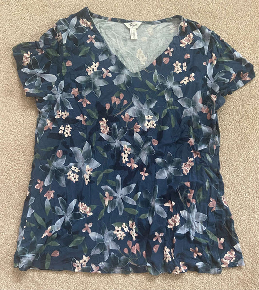 Blue Flower Pregnancy/Maternity/Breastfeeding/Nursing Blouse, Maternity M (8-10)