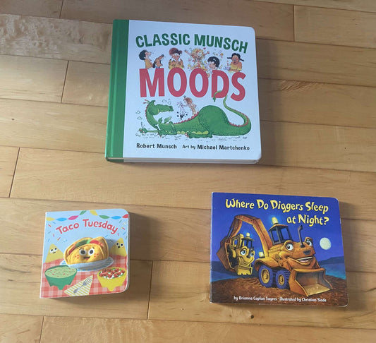3 Board Books (Taco Tuesday, Munsch Moods, Diggers)