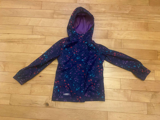 Flower Patterned Blue Raincoat Size 6, Kids 6/6X