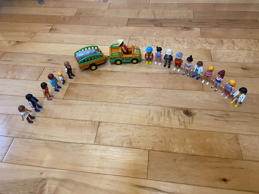 Playmobil Set with 17 People, a Rhino, And Zookeeper Vehicle/Trailer