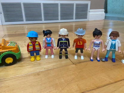 Playmobil Set with 17 People, a Rhino, And Zookeeper Vehicle/Trailer