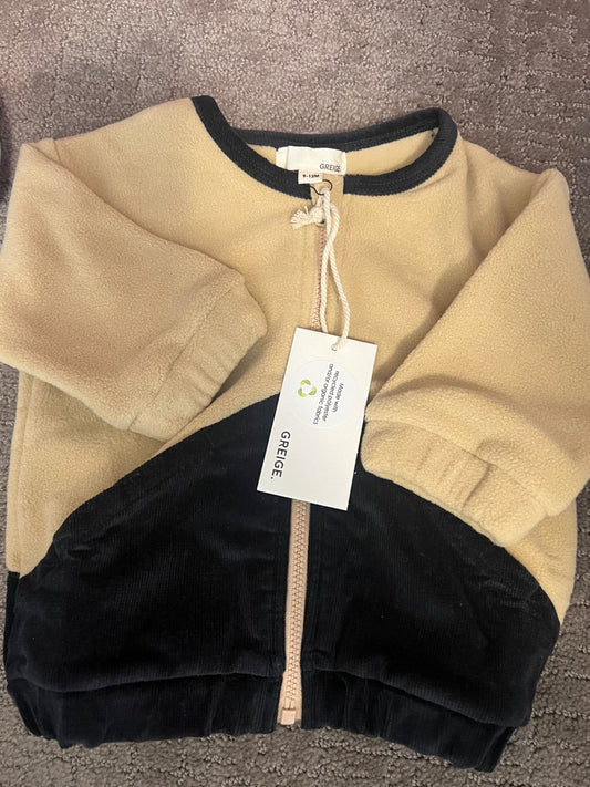 Brand new - Boys - greige zip sweater  -  9-12mo, Kids 2T