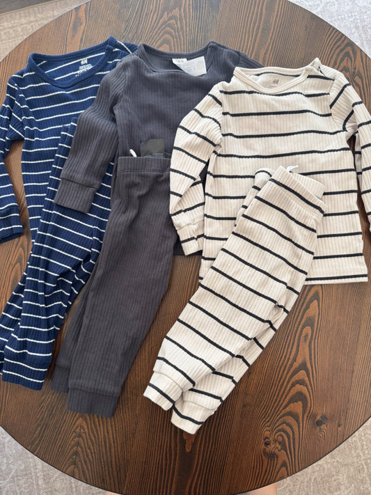 H&M Ribbed Long Sleeve Set Bundle, Kids 9 Month (6-9M)