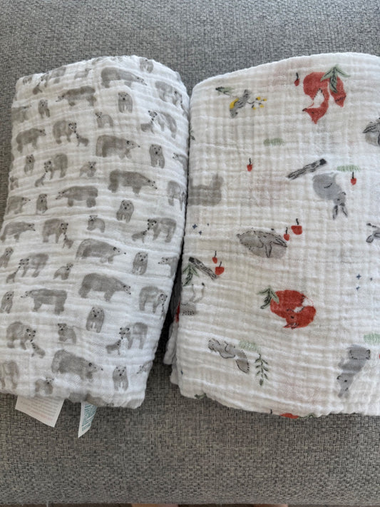 Pack of 2 Muslin Swaddle Blankets