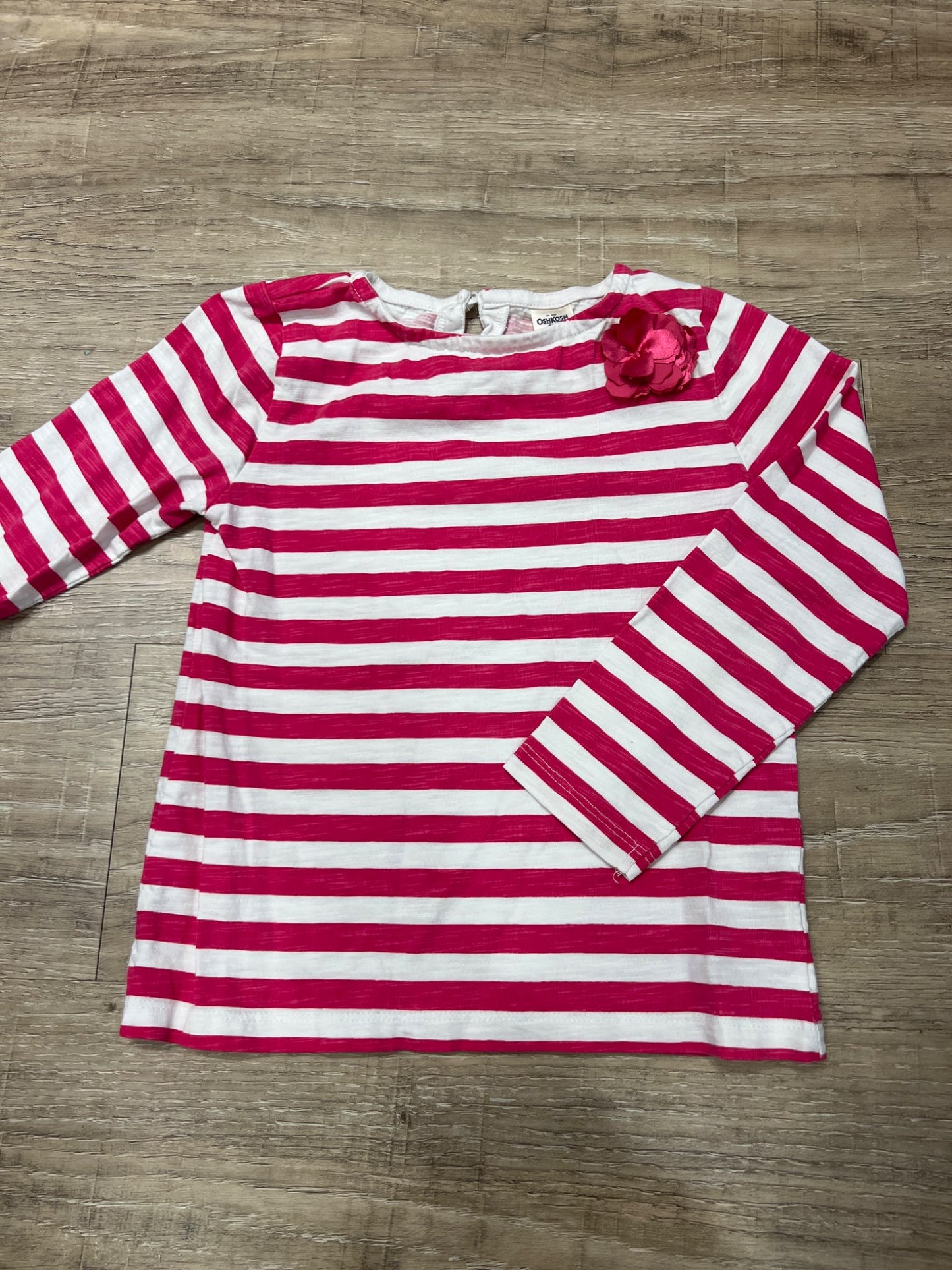 *Osh kosh 5T striped pink top with flower, Kids 5/5T
