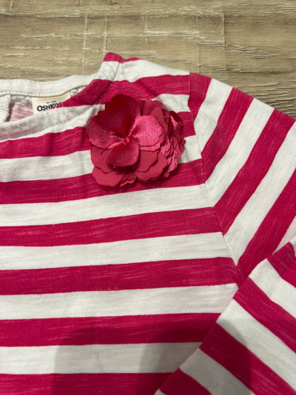 *Osh kosh 5T striped pink top with flower, Kids 5/5T