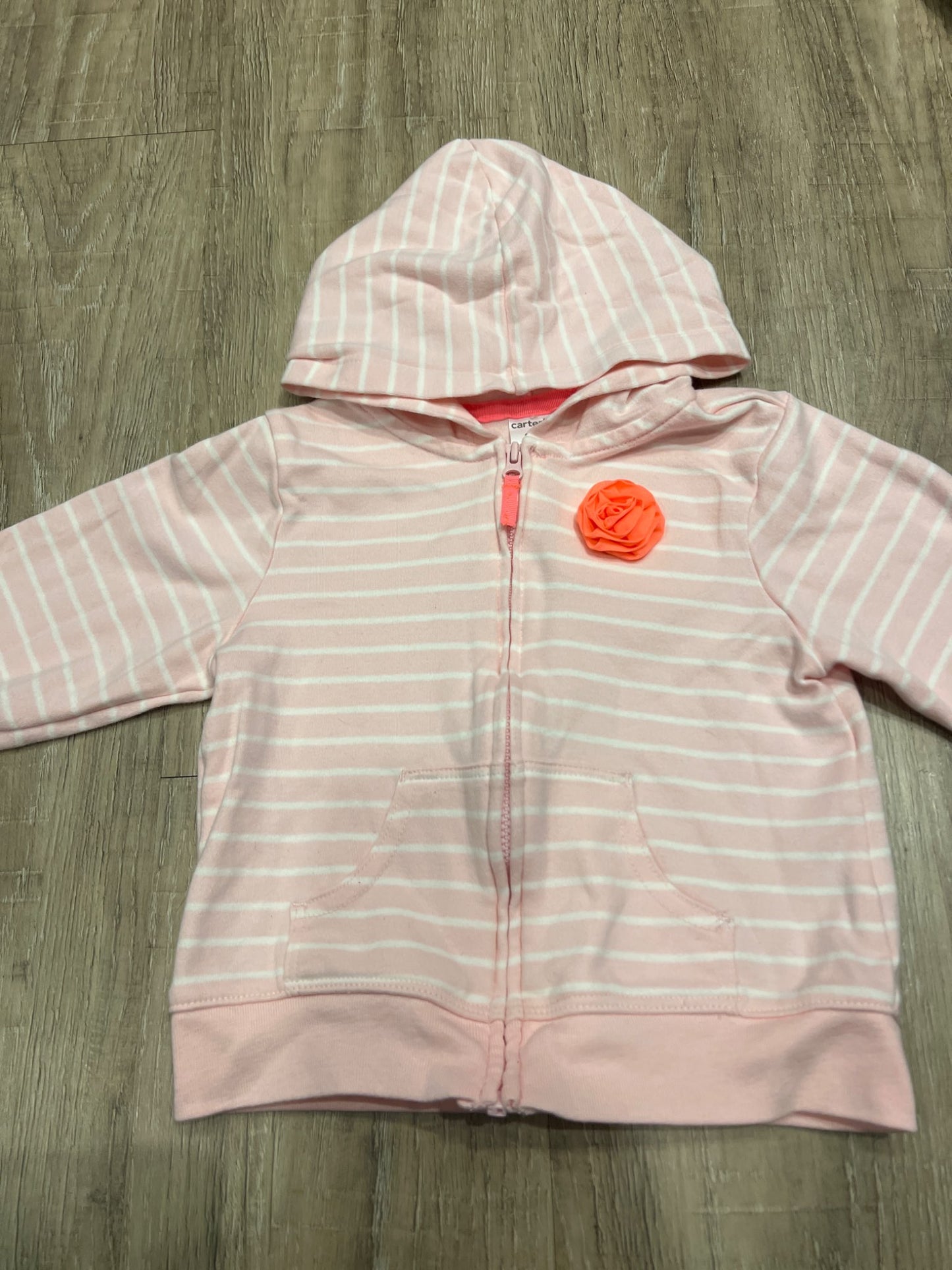 *Carters 24 month pink and white striped hooded sweater, Kids 24 Month (18-24M)