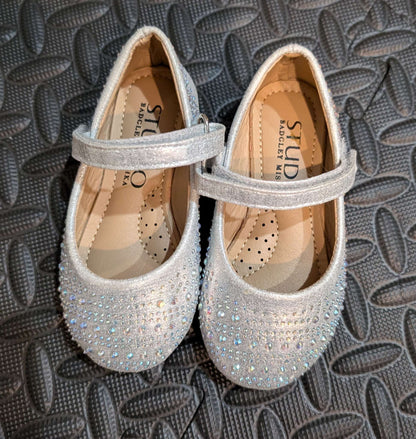 Silver sparkle party shoes. , Shoes 5 (Walkers:12-24 mth)