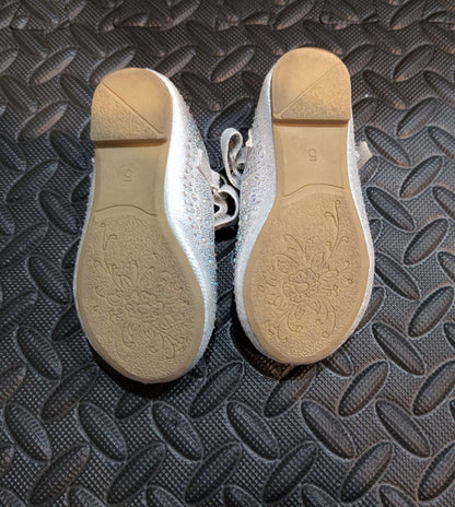 Silver sparkle party shoes. , Shoes 5 (Walkers:12-24 mth)
