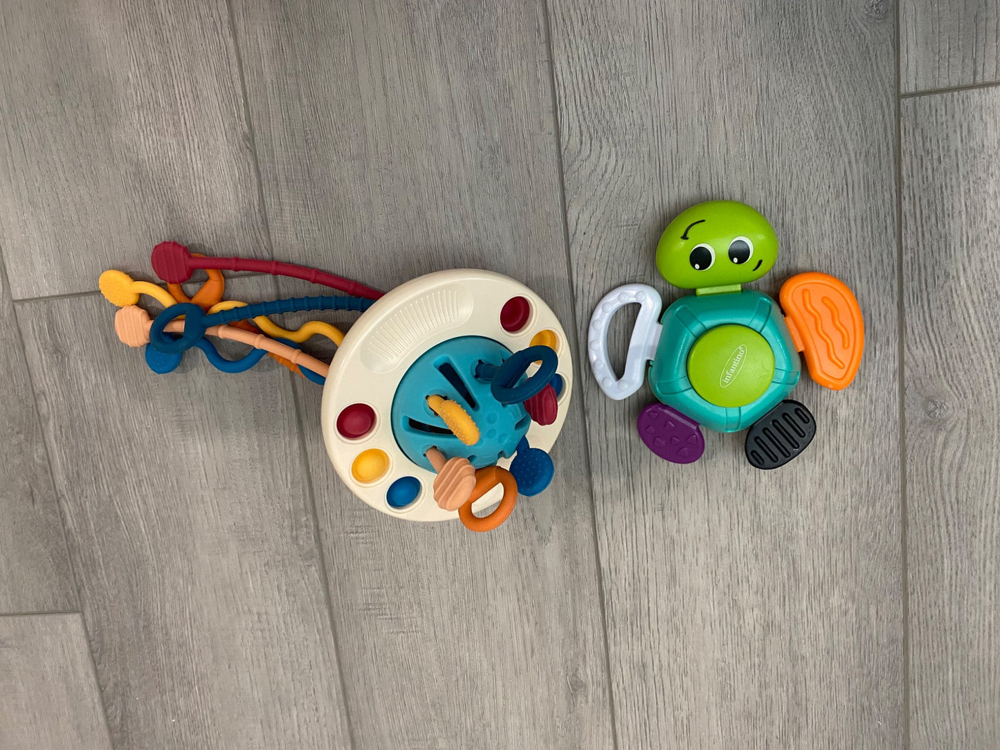 Pull String Toy and Infantino Turtle Rattle