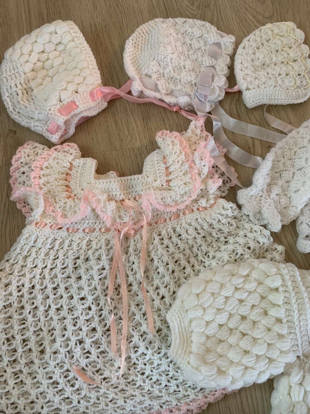 Vintage baby girl knit outfits  & bonnets, Kids 3 Month (0-3M)