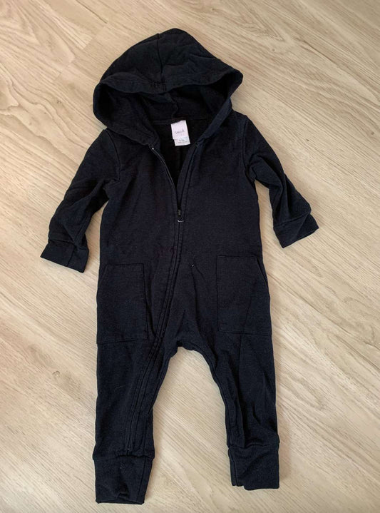 Smash & Tess black hooded romper fleece made in canada 6-12m, Kids 12 Month (9-12M)
