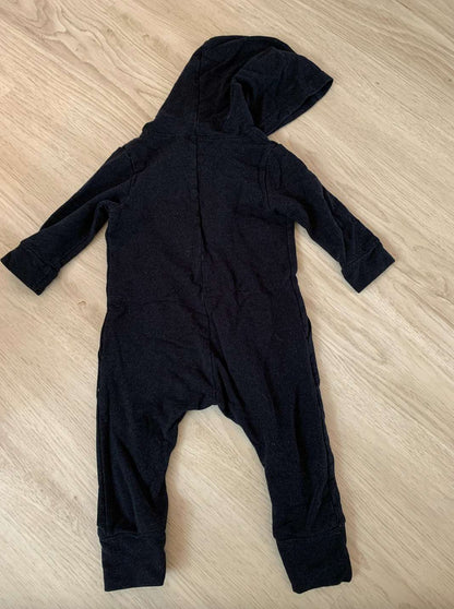 Smash & Tess black hooded romper fleece made in canada 6-12m, Kids 12 Month (9-12M)