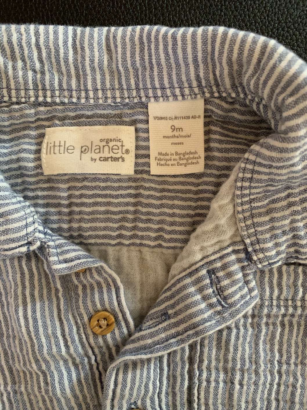 Little planet Organic striped blue shorts set, Kids 9 Month (6-9M)