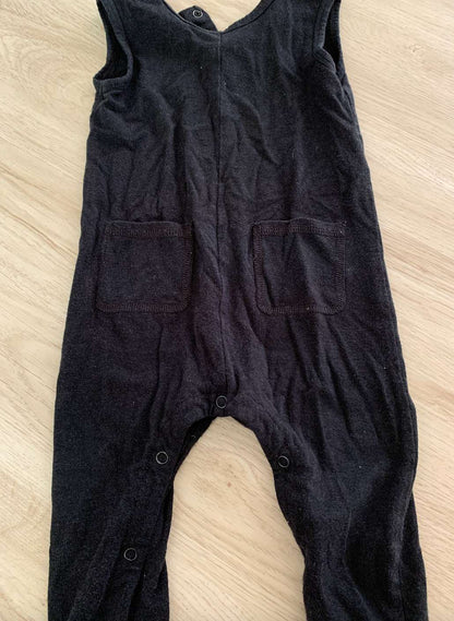 Smash & Tess sleeveless romper; made in canada; 12-18m black , Kids 18 Month (12-18M)