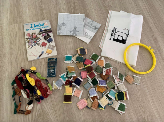 Embroidery Supplies; thread and hoop