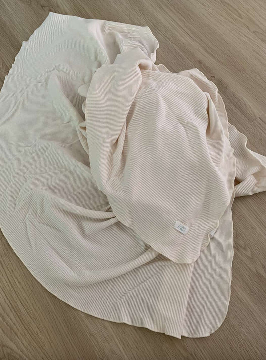 Loulou Lollipop Waffle Stretch Knit Blanket; white