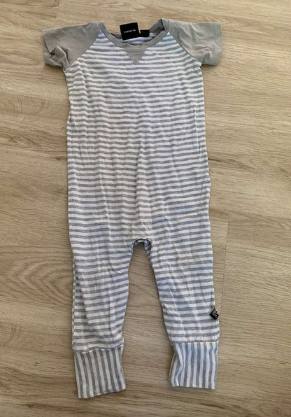 Vonbon organic striped romper 6-12m (fits generous) , Kids 12 Month (9-12M)