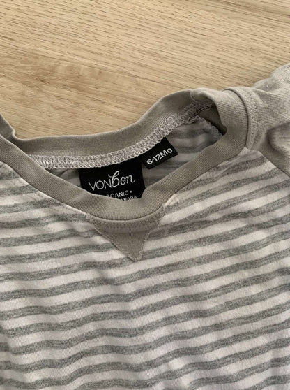 Vonbon organic striped romper 6-12m (fits generous) , Kids 12 Month (9-12M)