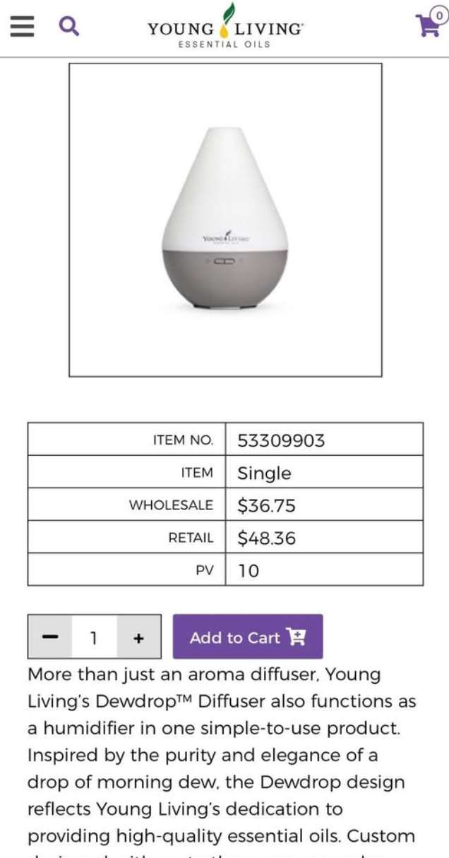 BNIB essential Oil diffuser; retails $48