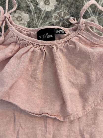 VonBon linen pink romper 18-24m, Kids 24 Month (18-24M)