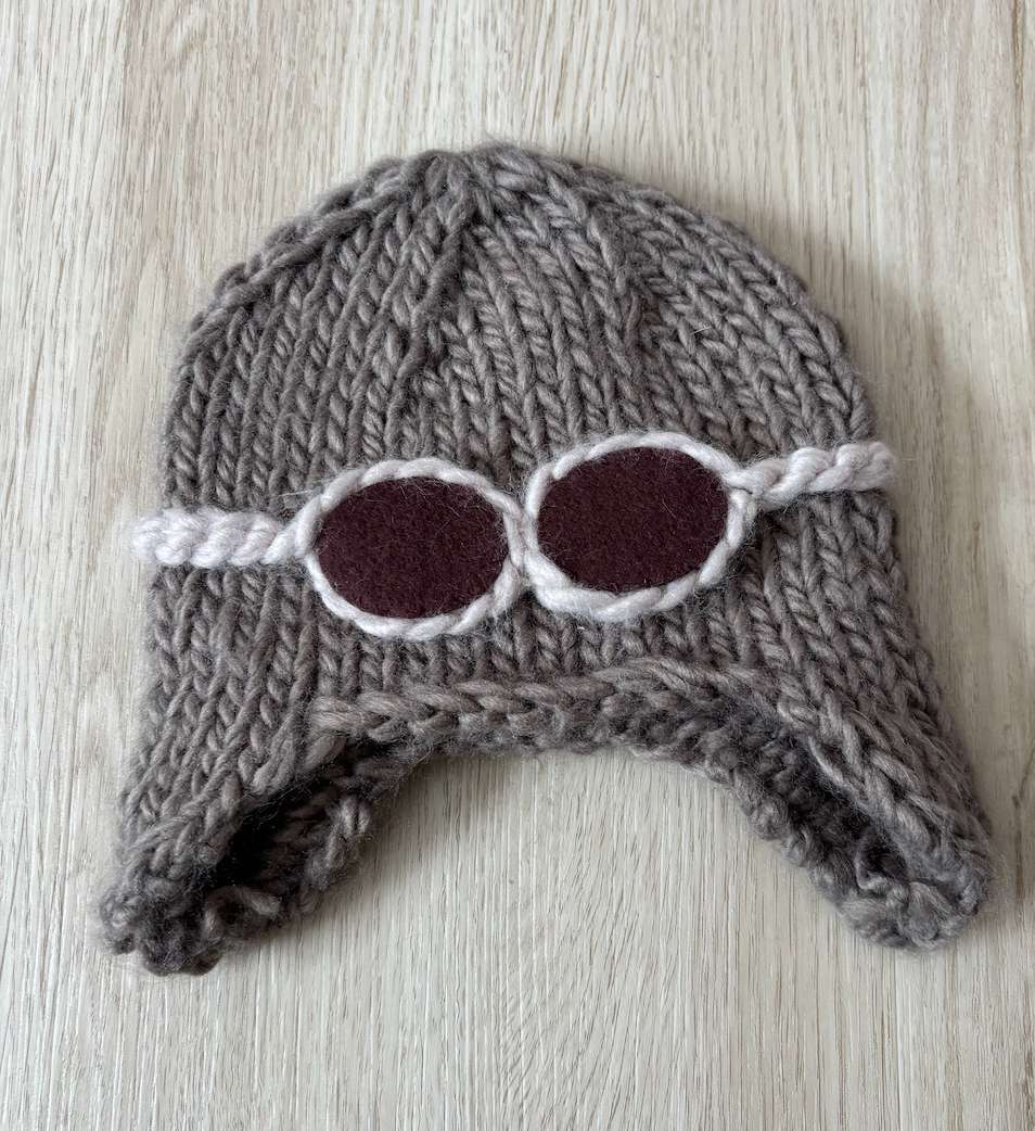 The Blueberry Hill Wilbur Aviator with Goggles Knit Hat XS ; Retails $41