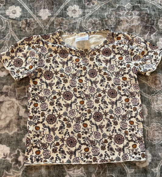 Jax & Lennon floral lettuce hem top 2/3y; Retails $38, Kids 2T