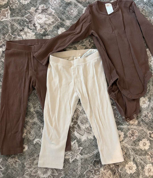 H&M cream/brown set; 12-18m, Kids 18 Month (12-18M)