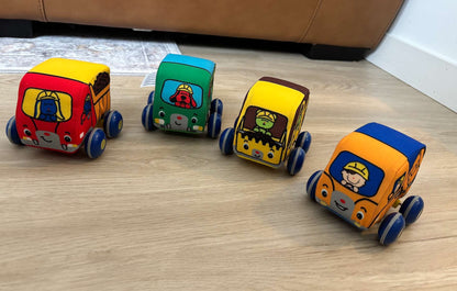 Melissa & Doug soft pull back vehicles; Retails $45