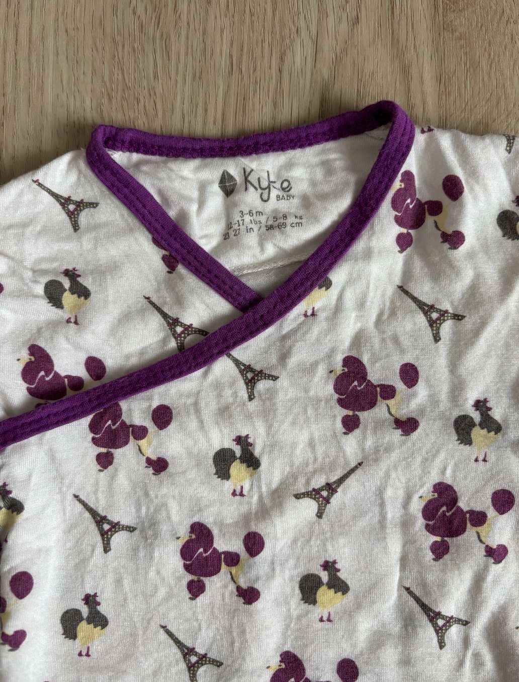 Kyte baby Kimono retired print La France 3-6m, Kids 6 Month (3-6M)