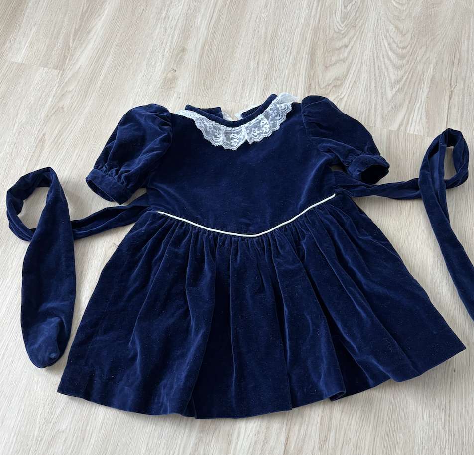Blue velvet vintage dress , Kids 2T