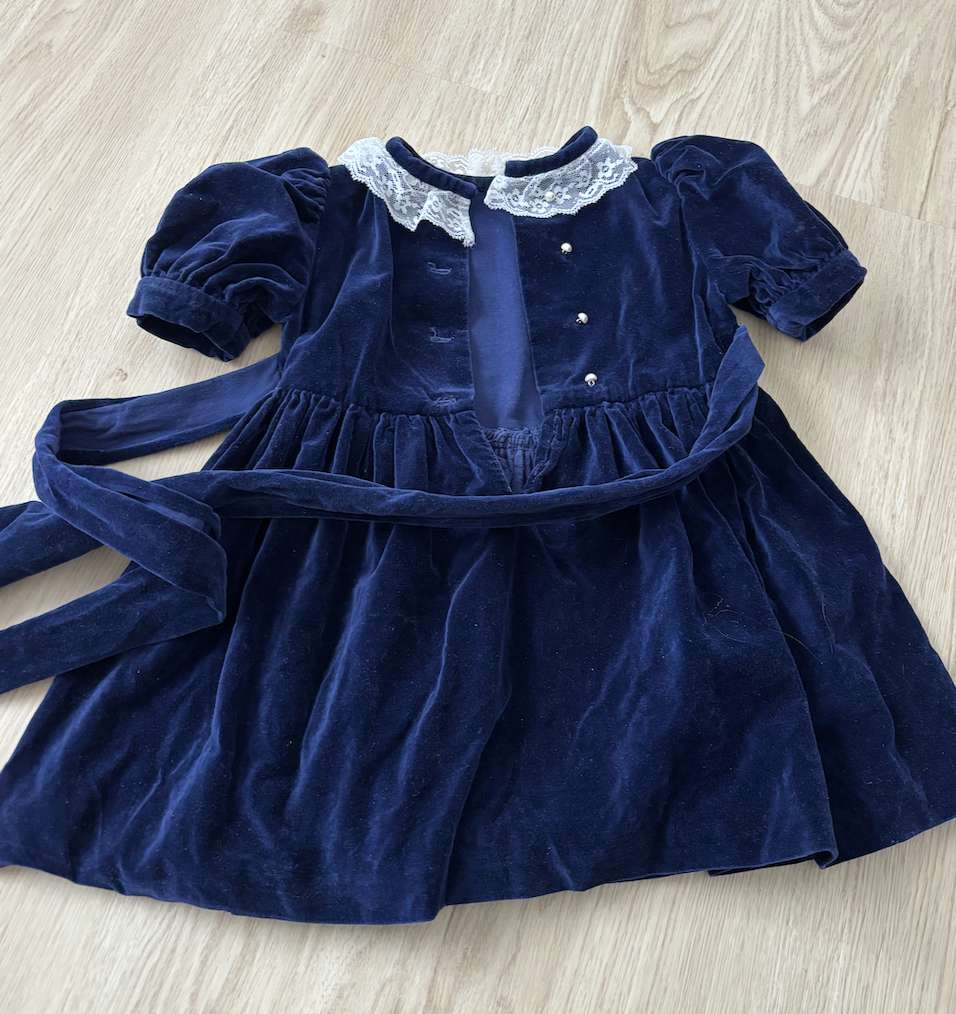 Blue velvet vintage dress , Kids 2T